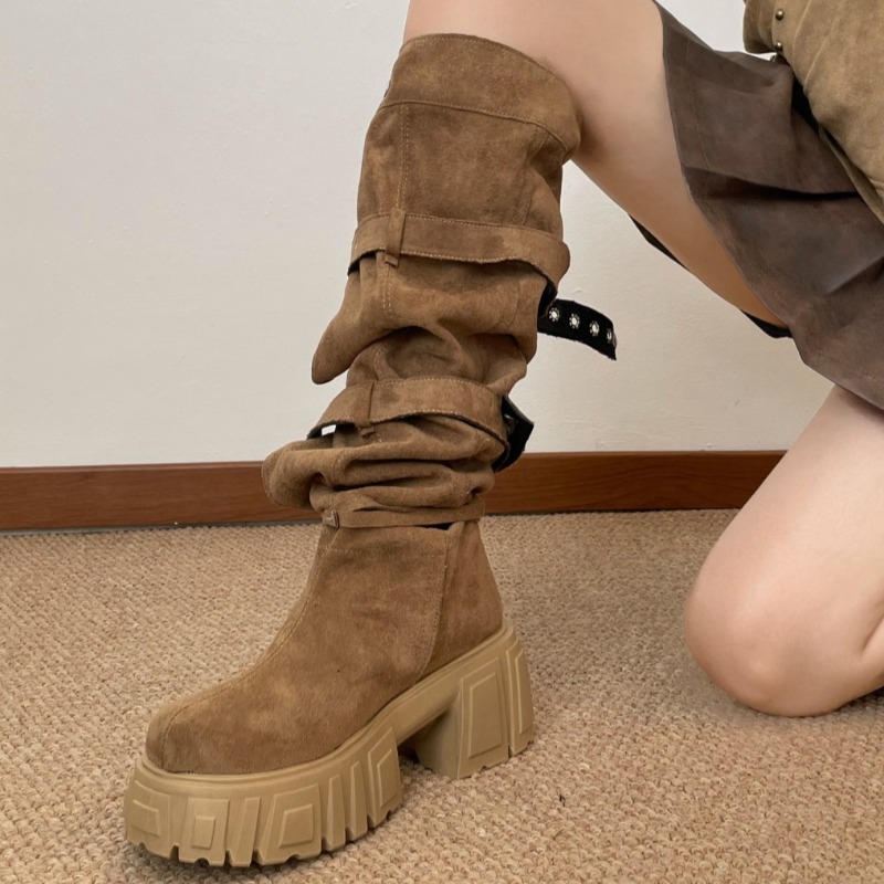 2026 Fashion Punk Style Buckle - Women'S Fashion Knee High Boots ulasan dan harga