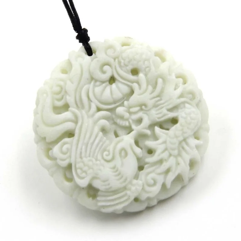 Natural White jade Dragon Phoe - Women'S Fashion Jewellery ulasan dan harga