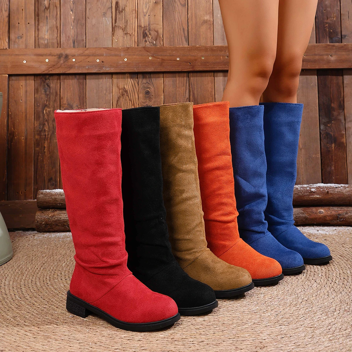 Women's Fashion Velvet Booties - Women'S Fashion Knee High Boots ulasan dan harga