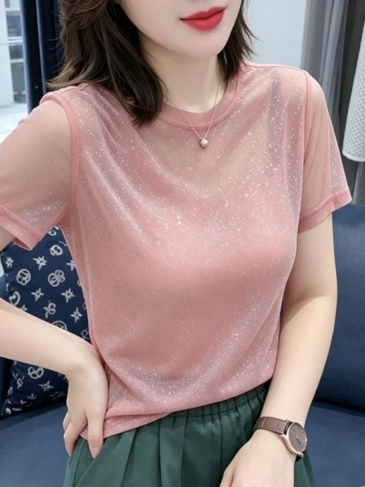 Shiny Sequin Elastic Net Sleev - Women Fashion Over The Years ulasan dan harga