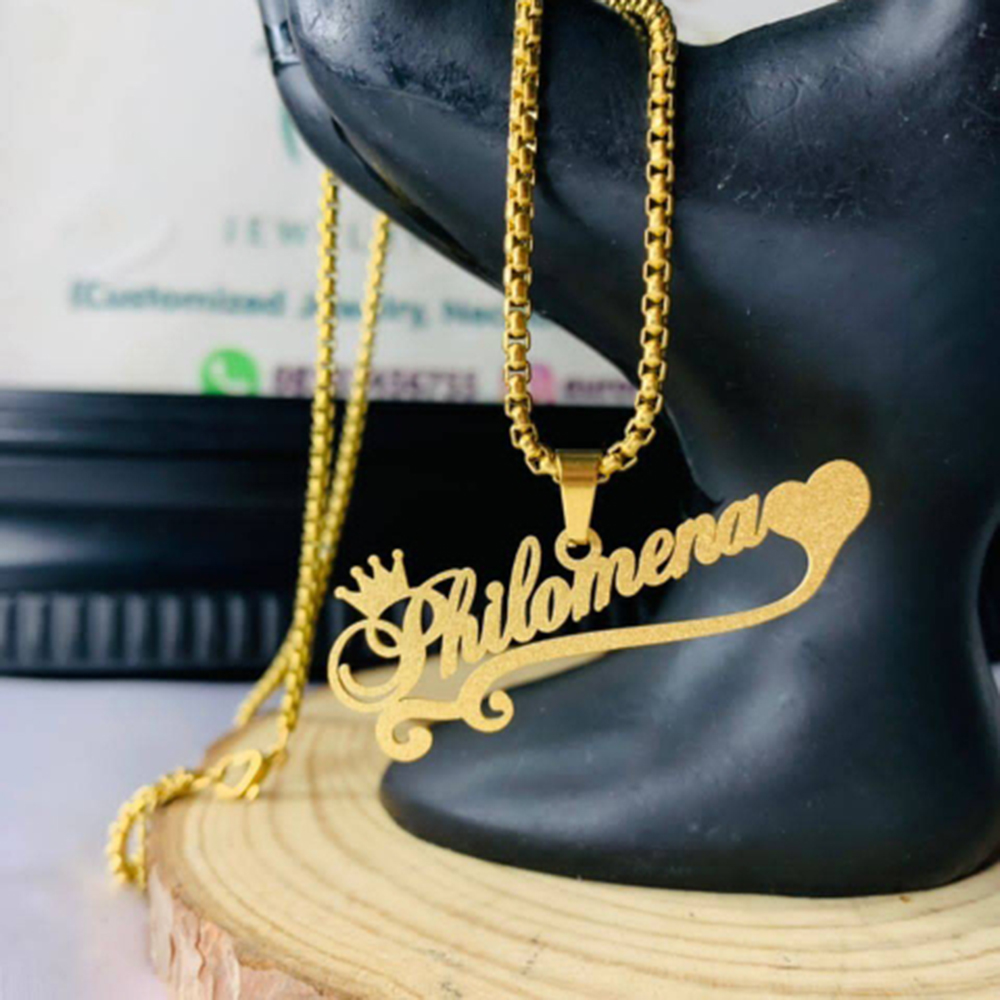 Custom Frosted Name Necklace f - Women Fashion Names ulasan dan harga