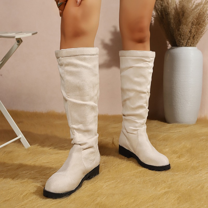 Spring Autumn Fashion Pleated  - Women'S Fashion Knee High Boots ulasan dan harga
