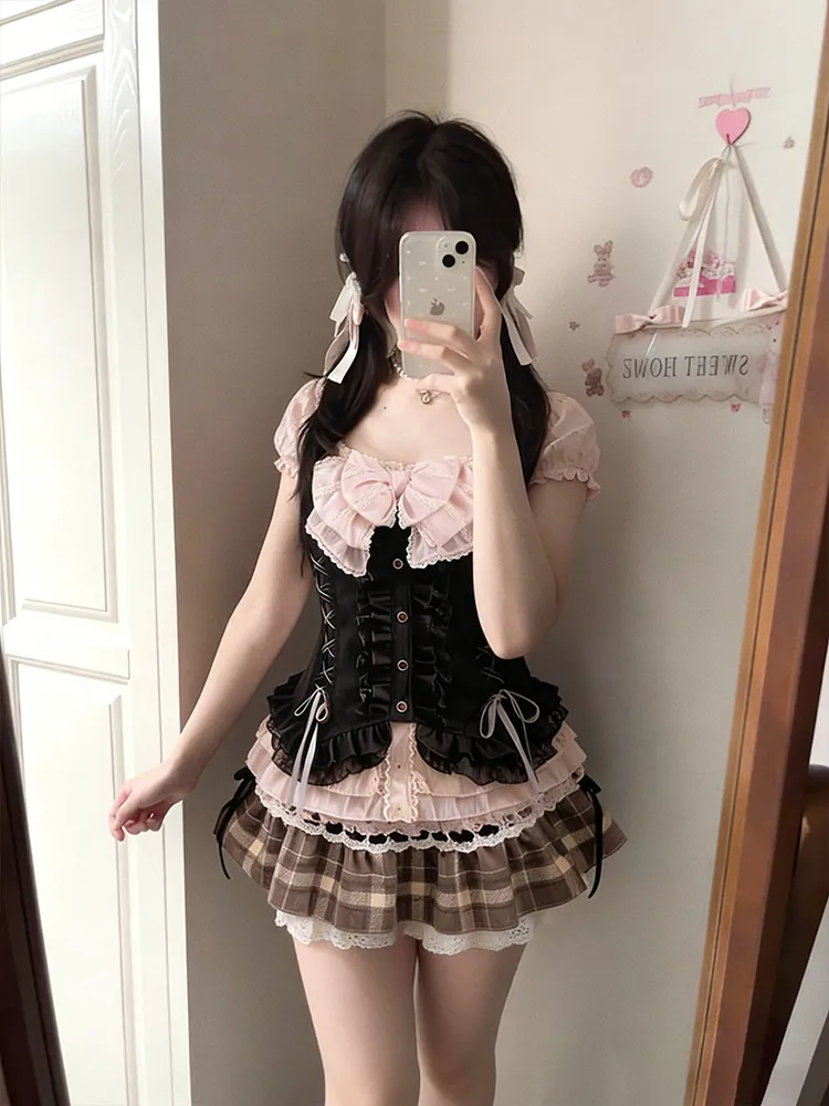 Japanese Sweet Three Piece Set - Lace Trim Cami ulasan dan harga
